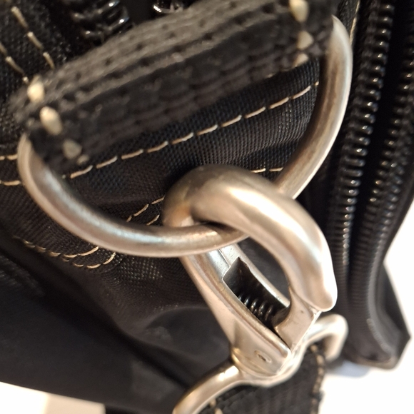 Vintage 90s Rare Guess Black Canvas Book Bag/Laptop Shoulder Bag OS - Picture 7 of 15